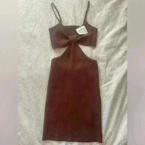 Brown knit mini dress new with tags never worn size large!